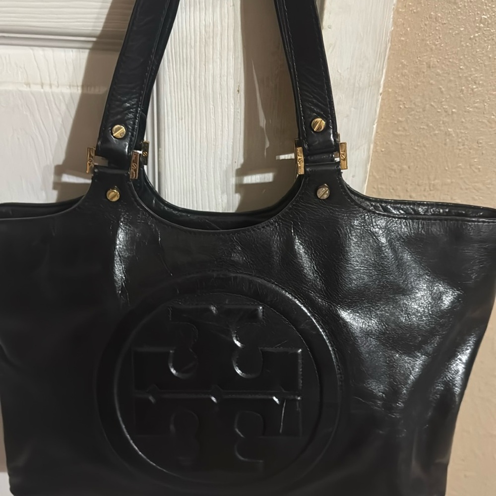 Black leather Tory Burch shoulder handbag